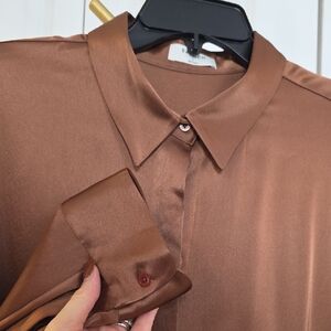Brown Satin Women's Shirt